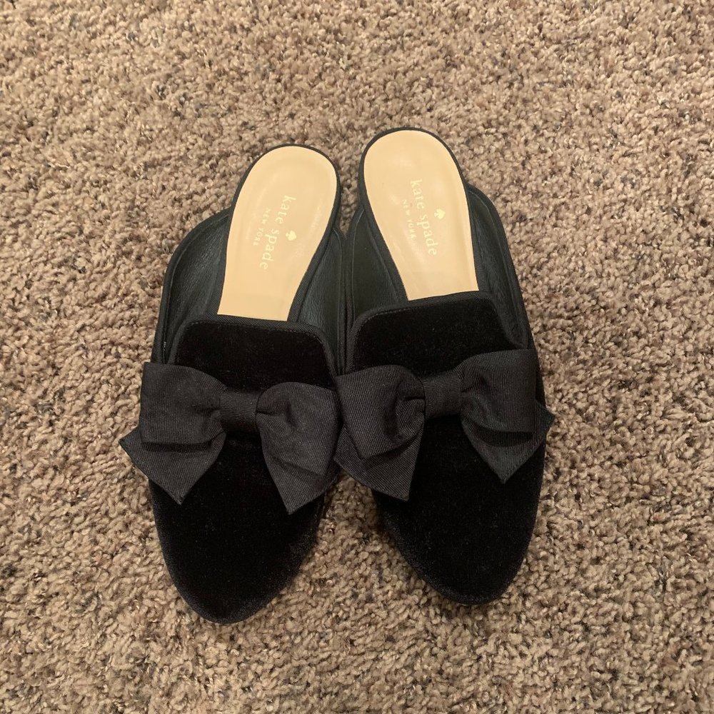 Kate Spade Velvet Loafers with Bow Size 7
